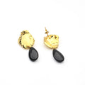 Black Agate Drop Black Crystal Earrings