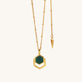 Gemstone Hexagonal Stacked Malachite Necklace